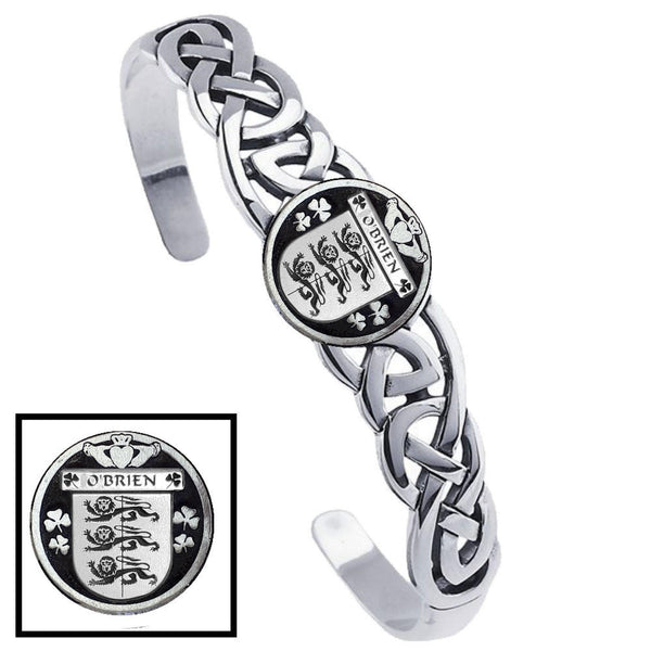 O'Brien Irish Coat of Arms Disk Cuff Bracelet - Sterling Silver