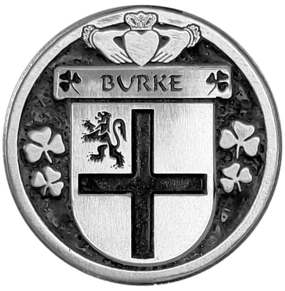 Burke Irish Coat of Arms Disk Cuff Bracelet - Sterling Silver