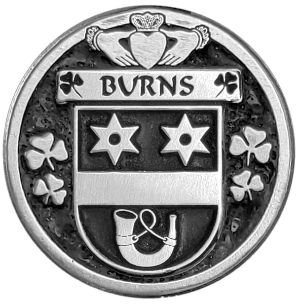 Burns Irish Coat of Arms Disk Cuff Bracelet - Sterling Silver