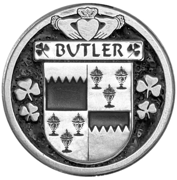 Butler Irish Coat of Arms Disk Cuff Bracelet - Sterling Silver