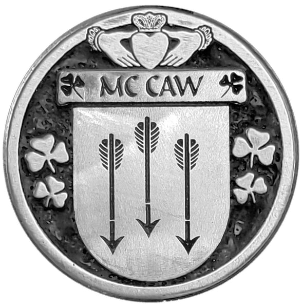 McCaw Irish Coat of Arms Disk Cuff Bracelet - Sterling Silver