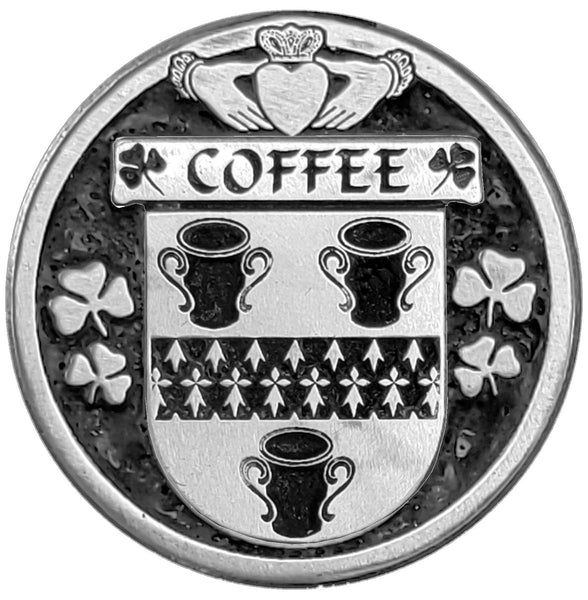 Coffee Irish Coat of Arms Disk Cuff Bracelet - Sterling Silver