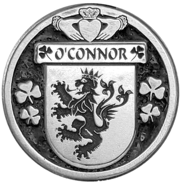 O'Connor Kerry Irish Coat of Arms Disk Cuff Bracelet - Sterling Silver
