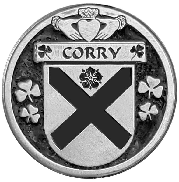 Corry Irish Coat of Arms Disk Cuff Bracelet - Sterling Silver