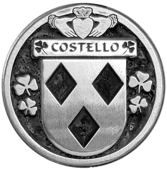 Costello Irish Coat of Arms Disk Cuff Bracelet - Sterling Silver