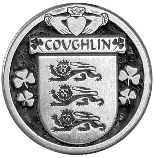 Coughlin Irish Coat of Arms Disk Cuff Bracelet - Sterling Silver