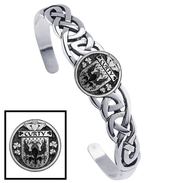 Curty Irish Coat of Arms Disk Cuff Bracelet - Sterling Silver