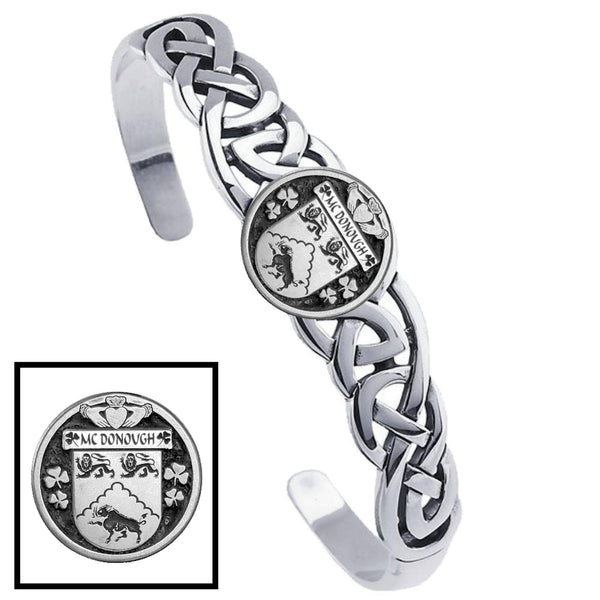 McDonough Irish Coat of Arms Disk Cuff Bracelet - Sterling Silver