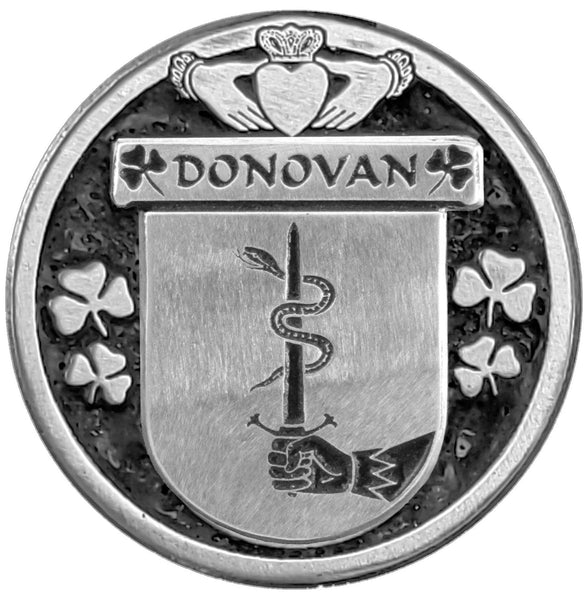 Donovan Irish Coat of Arms Disk Cuff Bracelet - Sterling Silver