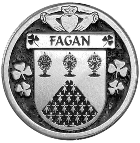 Fagan Irish Coat of Arms Disk Cuff Bracelet - Sterling Silver