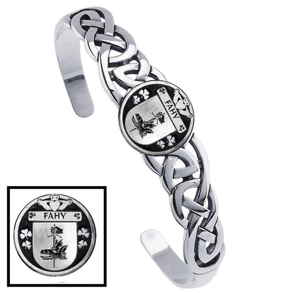 Fahy Irish Coat of Arms Disk Cuff Bracelet - Sterling Silver