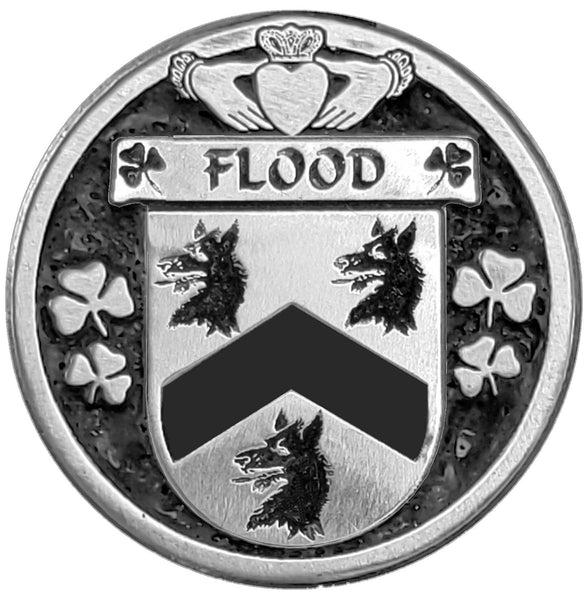 Flood Irish Coat of Arms Disk Cuff Bracelet - Sterling Silver