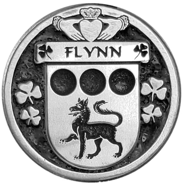Flynn Irish Coat of Arms Disk Cuff Bracelet - Sterling Silver