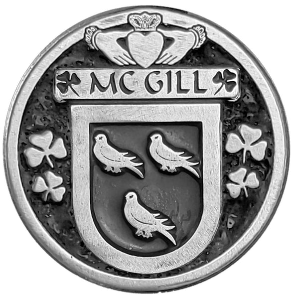 McGill Irish Coat of Arms Disk Cuff Bracelet - Sterling Silver