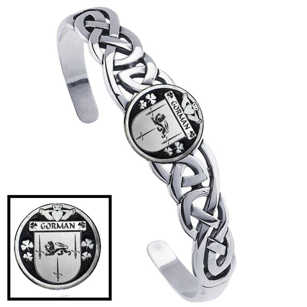 Gorman Irish Coat of Arms Disk Cuff Bracelet - Sterling Silver