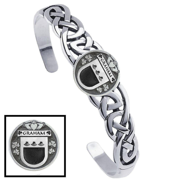 Graham Irish Coat of Arms Disk Cuff Bracelet - Sterling Silver