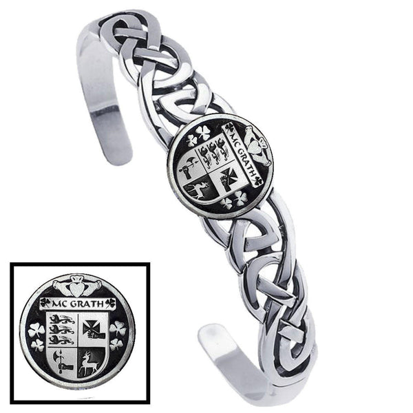 McGrath Irish Coat of Arms Disk Cuff Bracelet - Sterling Silver