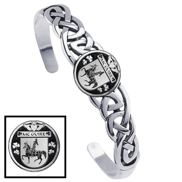 McGuire Irish Coat of Arms Disk Cuff Bracelet - Sterling Silver