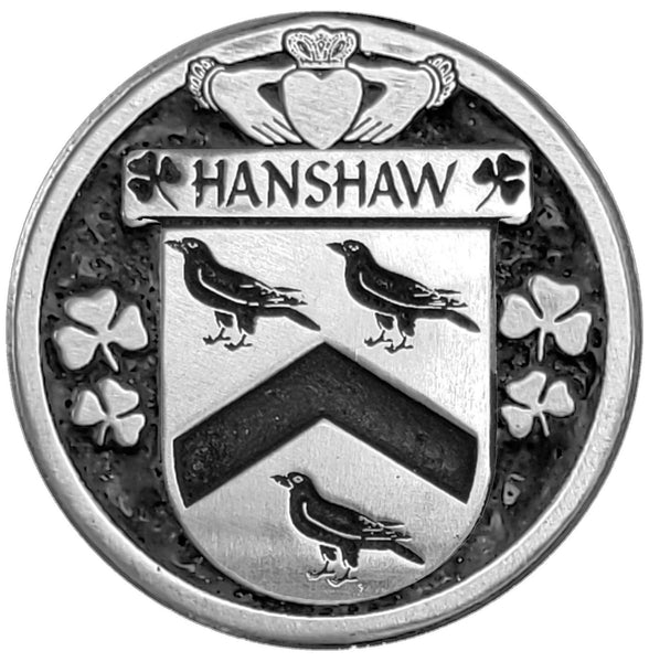 Hanshaw Irish Coat of Arms Disk Cuff Bracelet - Sterling Silver