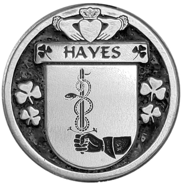 Hayes Irish Coat of Arms Disk Cuff Bracelet - Sterling Silver