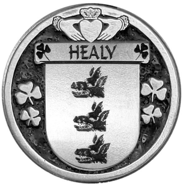 Healy Irish Coat of Arms Disk Cuff Bracelet - Sterling Silver