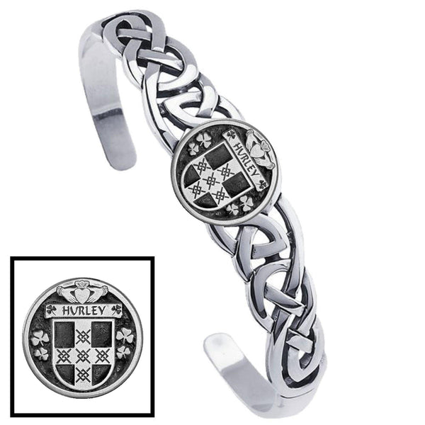 Hurley Irish Coat of Arms Disk Cuff Bracelet - Sterling Silver