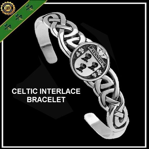 Kennedy Irish Coat of Arms Disk Cuff Bracelet - Sterling Silver