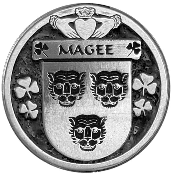 Magee Irish Coat of Arms Disk Cuff Bracelet - Sterling Silver