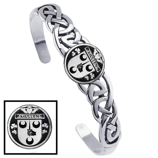 Mullen Irish Coat of Arms Disk Cuff Bracelet - Sterling Silver