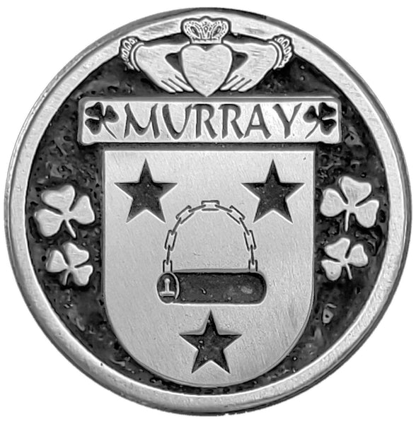 Murray 2 Irish Coat of Arms Disk Cuff Bracelet - Sterling Silver