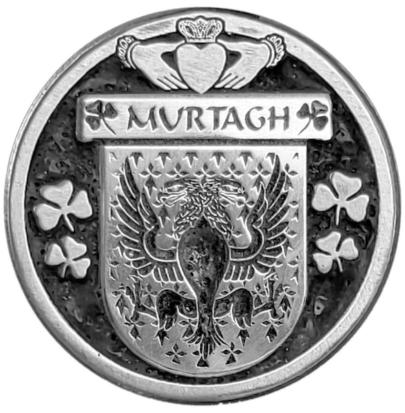Murtagh Irish Coat of Arms Disk Cuff Bracelet - Sterling Silver