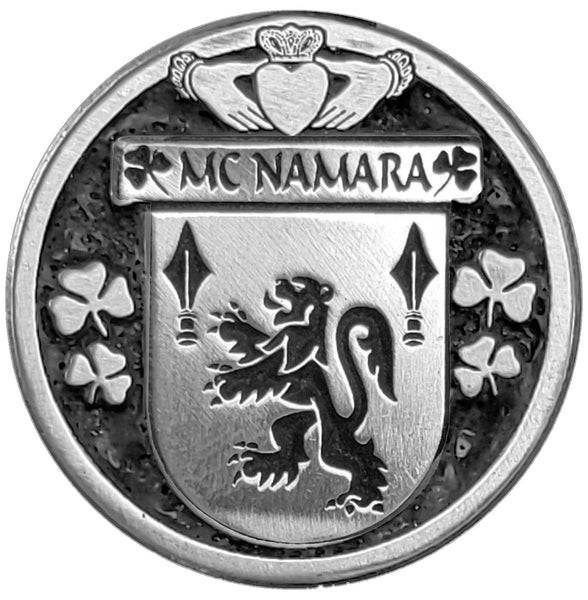 McNamara Irish Coat of Arms Disk Cuff Bracelet - Sterling Silver