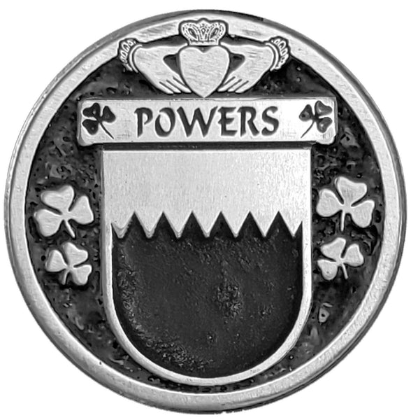 Powers Irish Coat of Arms Disk Cuff Bracelet - Sterling Silver