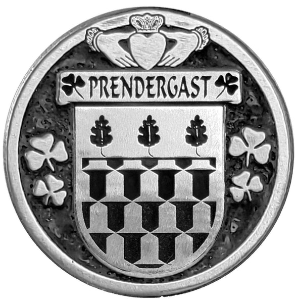 Prendergast Wexford Irish Coat of Arms Disk Cuff Bracelet - Sterling Silver