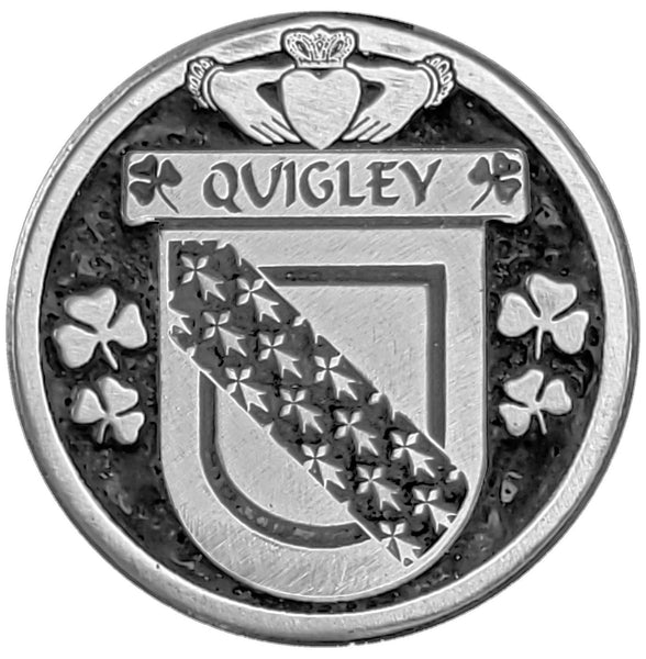 Quigley Irish Coat of Arms Disk Cuff Bracelet - Sterling Silver