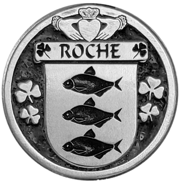 Roche Irish Coat of Arms Disk Cuff Bracelet - Sterling Silver