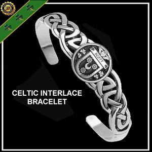 Scott Irish Coat of Arms Disk Cuff Bracelet - Sterling Silver