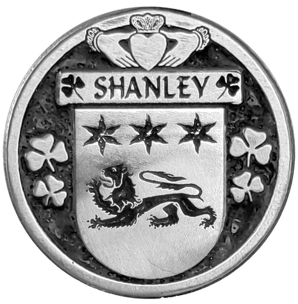 Shanley Irish Coat of Arms Disk Cuff Bracelet - Sterling Silver