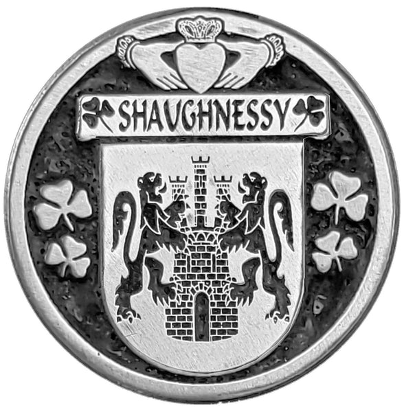 Shaughnessy Irish Coat of Arms Disk Cuff Bracelet - Sterling Silver
