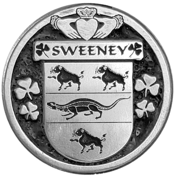 Sweeney Irish Coat of Arms Disk Cuff Bracelet - Sterling Silver
