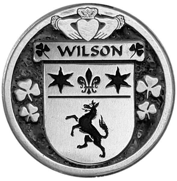 Wilson Irish Coat of Arms Disk Cuff Bracelet - Sterling Silver