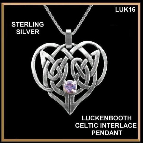 Luckenbooth Celtic Interlace Amethyst Heart Pendant