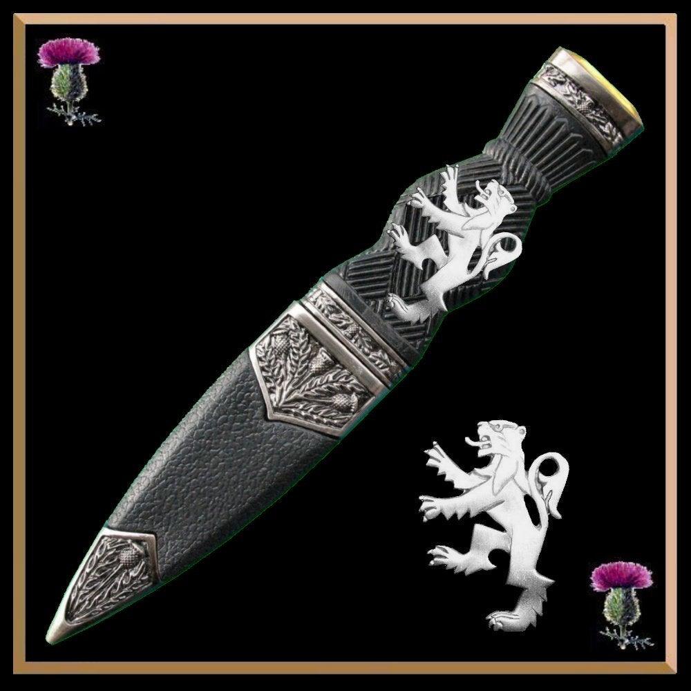 Rampant Lion Sgian Dubh, Scottish Black Knife Sterling Silver
