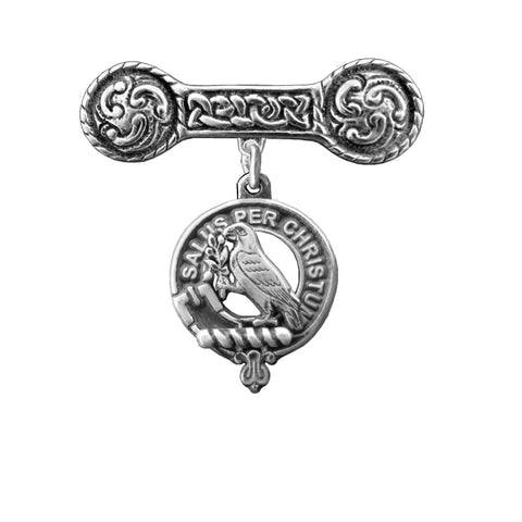 Abernethy Clan Crest Iona Bar Brooch - Sterling Silver