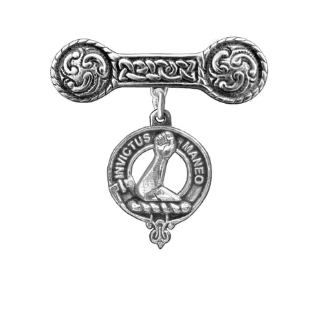 Armstrong Clan Crest Iona Bar Brooch - Sterling Silver