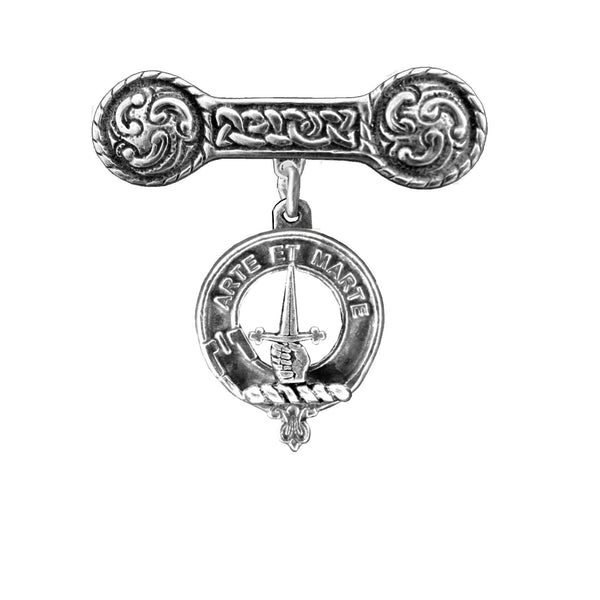 Bain Clan Crest Iona Bar Brooch - Sterling Silver