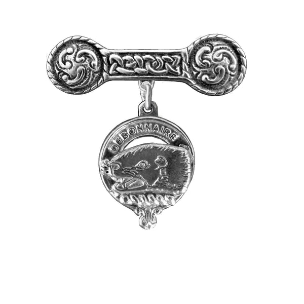 Bethune Clan Crest Iona Bar Brooch - Sterling Silver