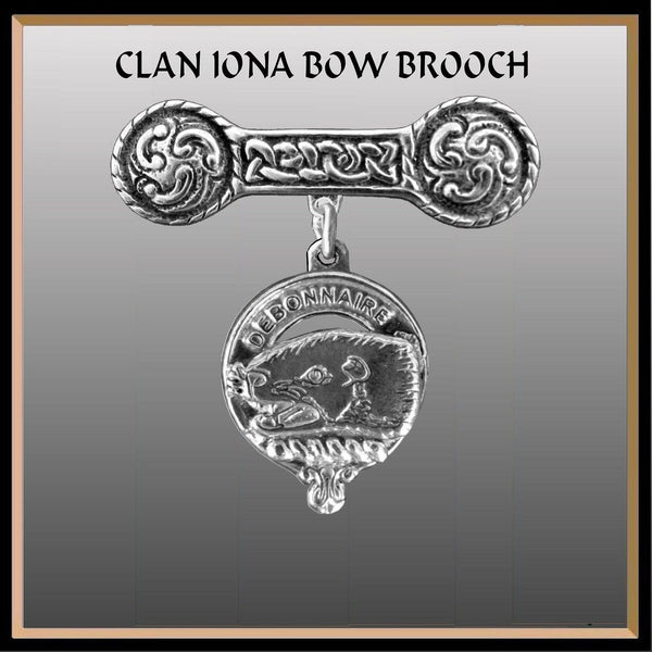 Bethune Clan Crest Iona Bar Brooch - Sterling Silver