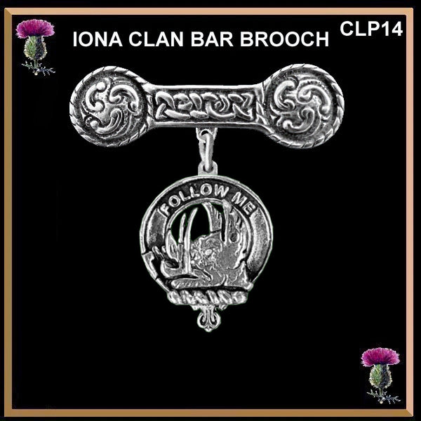 Campbell (Breadalbane) Clan Crest Iona Bar Brooch - Sterling Silver