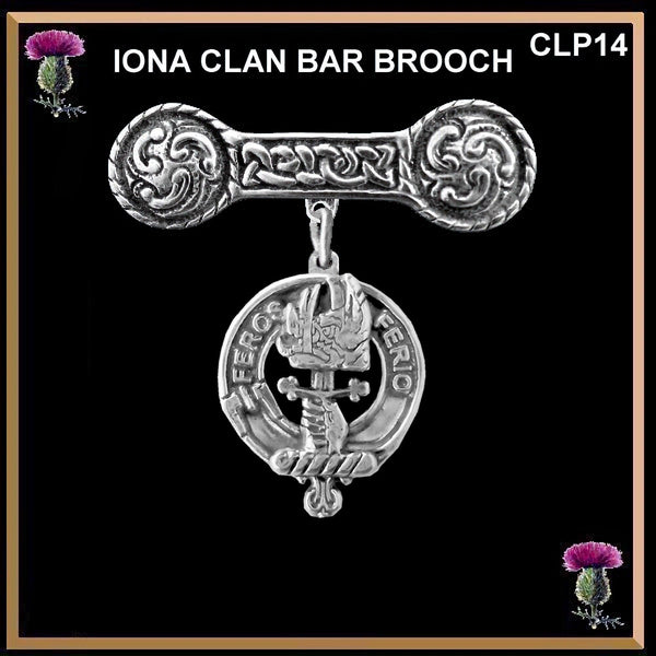 Chisholm Clan Crest Iona Bar Brooch - Sterling Silver